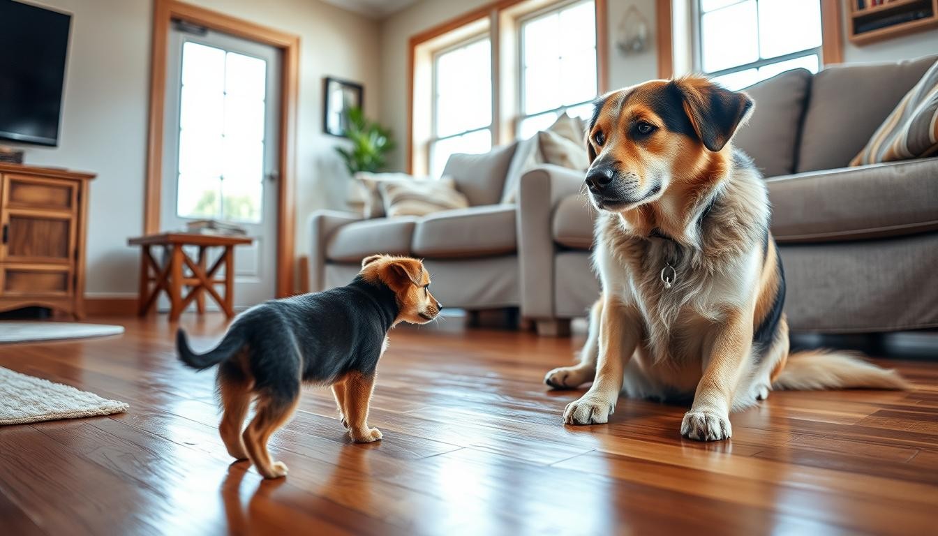 introduce a puppy to a dominant dog
